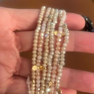 Sparkly Multi strand, tiny glass beaded stretch bracelet